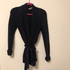Navy blue Tie Cardigan